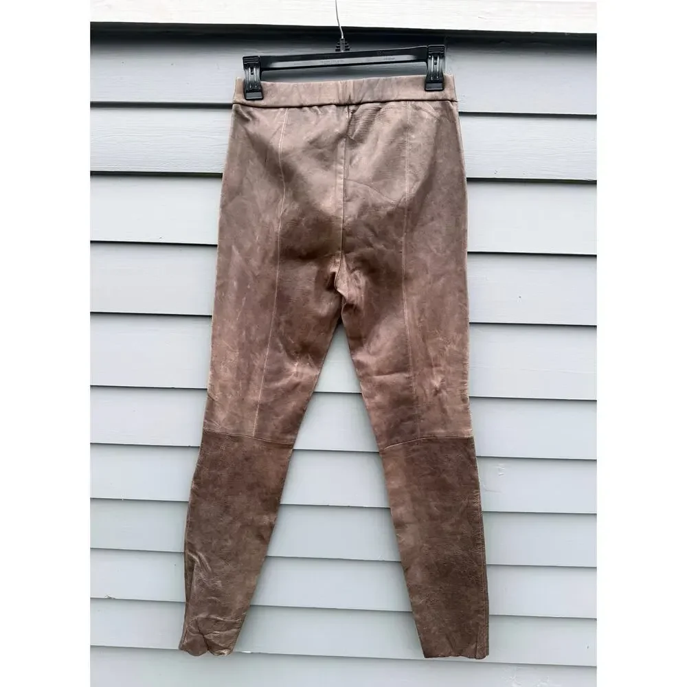 NWT J.CREW COLLECTION Brown Genuine Leather Pants Leggings 4